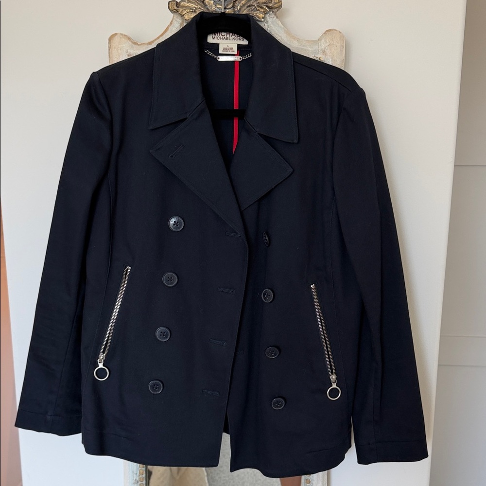 Michael Kors Black Double-Breasted Pea Coat